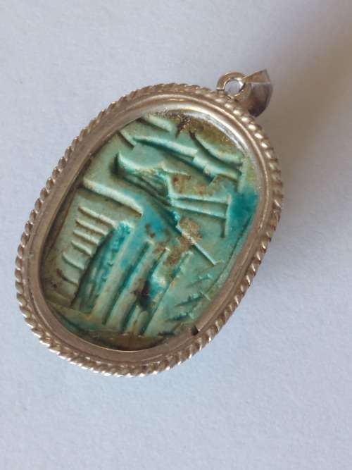 Wow large vintage Egyptian sterling silver Scarab pendant 9,2g