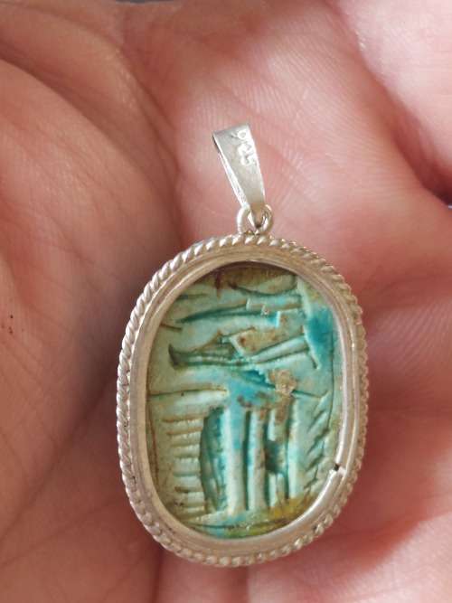 Wow large vintage Egyptian sterling silver Scarab pendant 9,2g