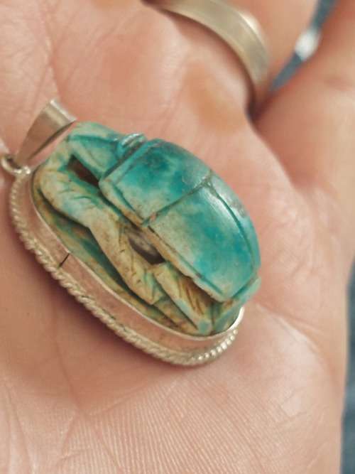 Wow large vintage Egyptian sterling silver Scarab pendant 9,2g