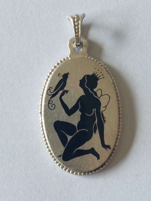 Exceptional!! Art nouveau 990 silver enamel pendant circa 1905,  8,8g