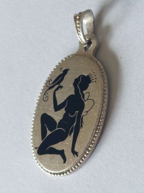 Exceptional!! Art nouveau 990 silver enamel pendant circa 1905,  8,8g