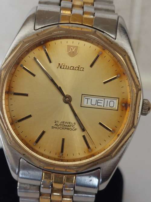 Wow!! Vintage Nivada 21 jewel automatic mens watch 100% working