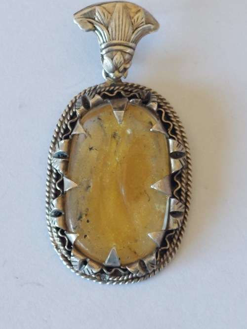 Amazing  antique Egyptian sterling silver amber pendant 7,3g stunning!!