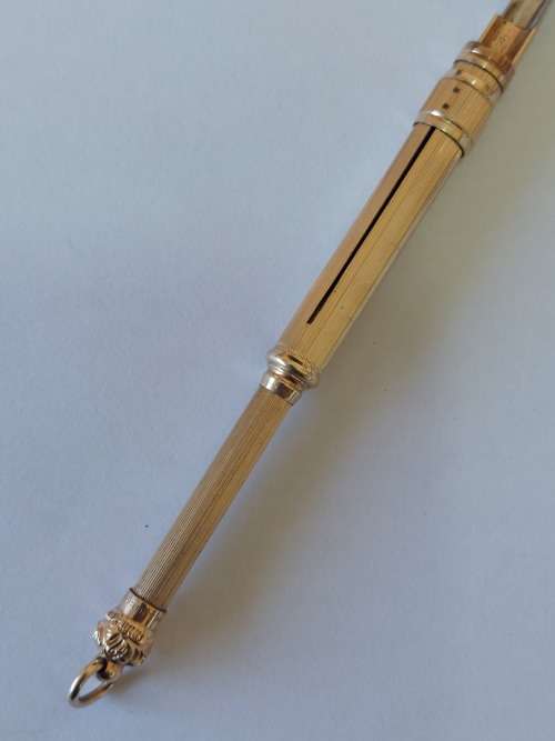 Victorian gold plated retractable dipping fountain pen circa 1890`s