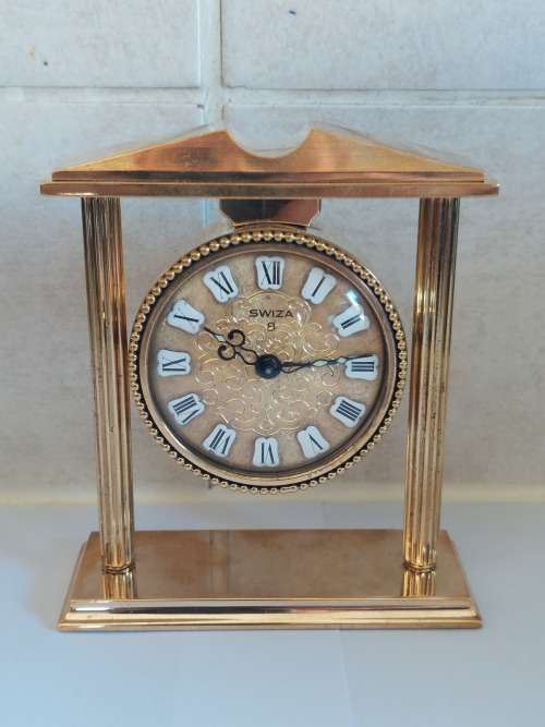 Spectacular!! Vintage solid brass Swiza 8 day alarm clock 100% working!! Amazing condition!!