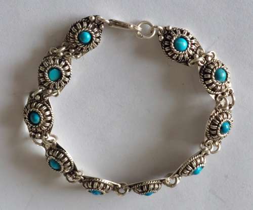 Spectacular vintage sterling silver turquoise bracelet 17,0g wow!!