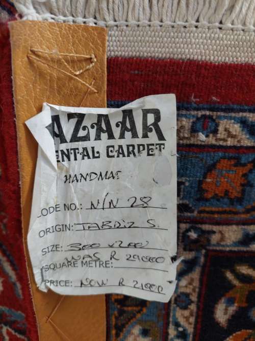 Magnificent high quality hand knotted Tabriz persian 300 x 200cm Value R21000