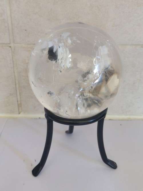 Amazing!! Large & heavy rock crystal sphere on stand Value R2500