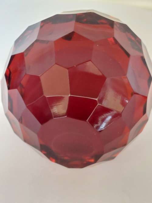 Amazing vintage faceted ruby glass paperweight STUNNER!!