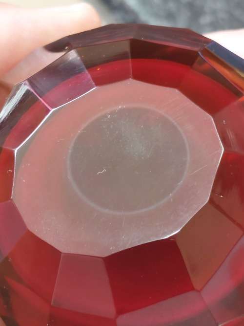 Amazing vintage faceted ruby glass paperweight STUNNER!!