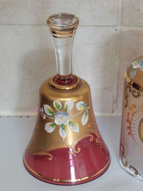 Exquisite vintage Venician glass perfume decanter & bell