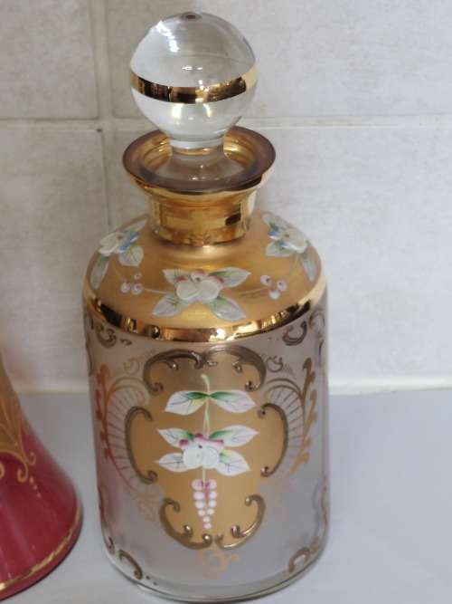 Exquisite vintage Venician glass perfume decanter & bell