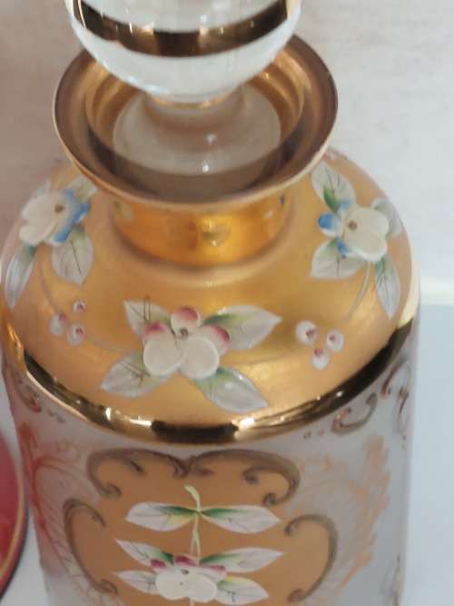 Exquisite vintage Venician glass perfume decanter & bell