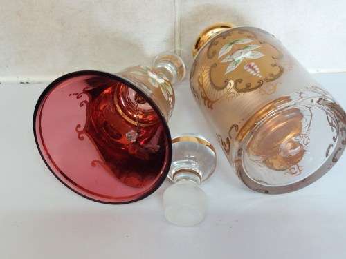 Exquisite vintage Venician glass perfume decanter & bell