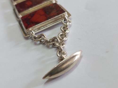 Magnificent large sterling silver Jasper bracelet 79,0g value R3500 wow!!