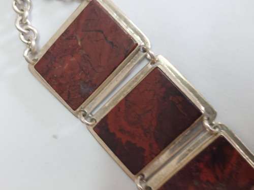 Magnificent large sterling silver Jasper bracelet 79,0g value R3500 wow!!