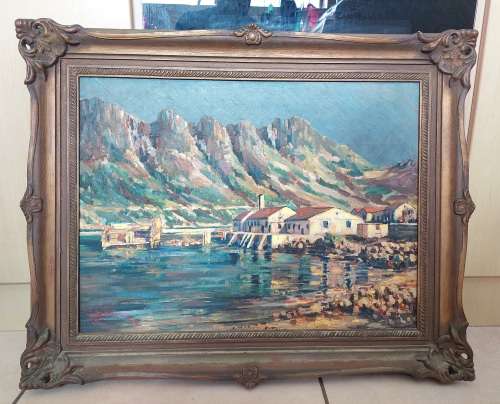 AMAZING!! Signed antique oil on canvas of Hout Bay 610 x 460mm Wow!!