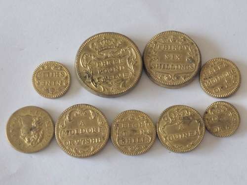 Rare collection of 1700-1750 British Portuguese gold coin weights Value R4500