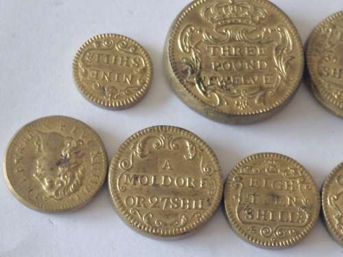 Rare collection of 1700-1750 British Portuguese gold coin weights Value R4500