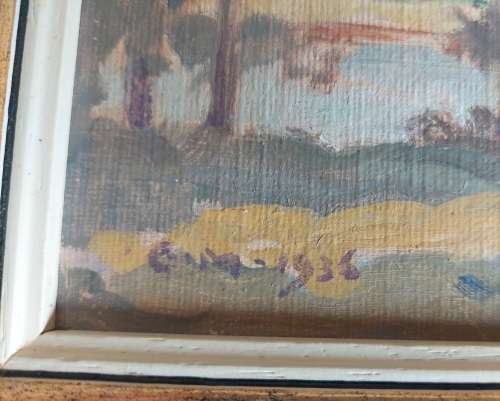 Rare!! Large Erich Mayer oil on card dated 1936,  350 x 280mm Value R18500