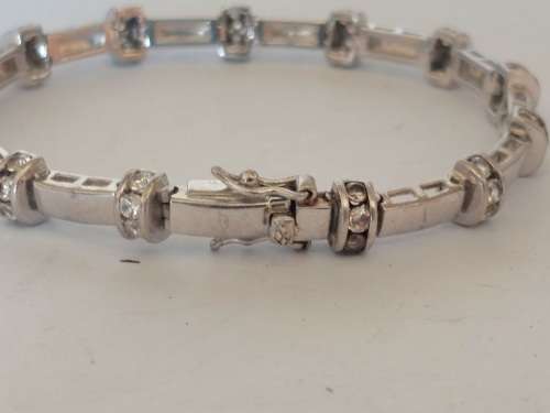 Magnificent sterling silver cz tennis bracelet 17,9g wow