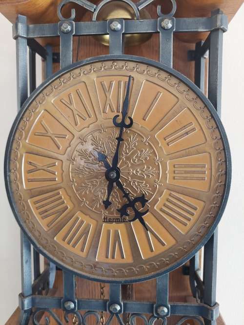 Amazing large vintage Franz Hermle industrial look weight driven wall clock Value R4500