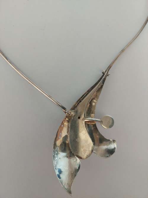 Exquisite vintage sterling silver & abalone necklace AMAZING DESIGN!!