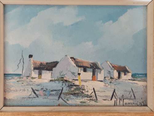 Lovely Helena Mommen Arniston cottages oil on board 180 x 130mm