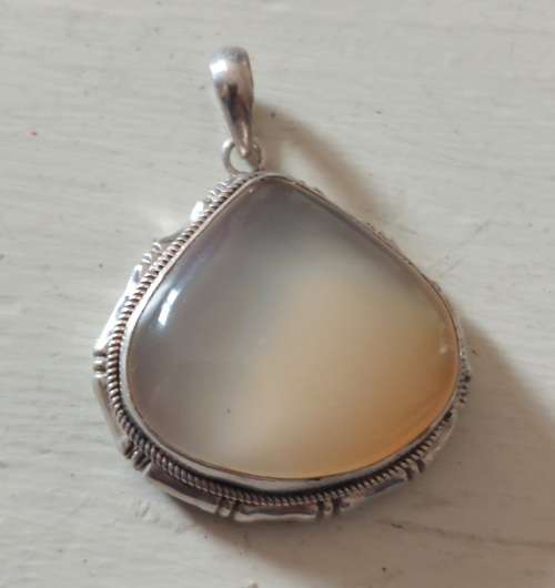 Stunning large sterling silver agate pendant 17,1g wow!!
