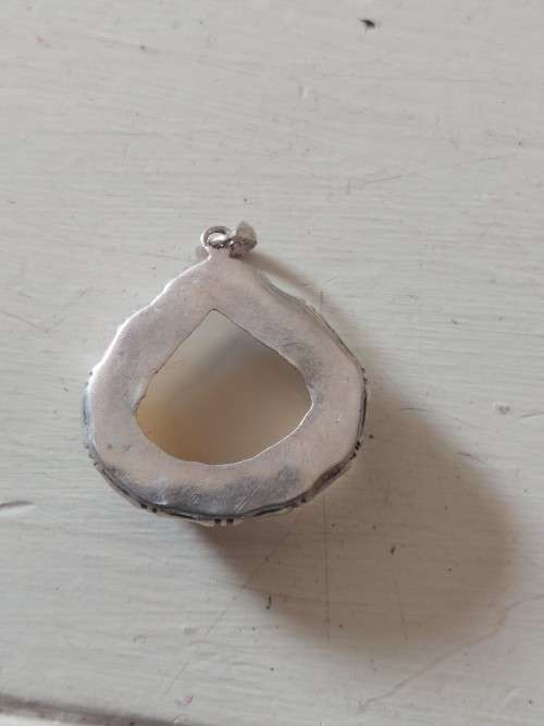 Stunning large sterling silver agate pendant 17,1g wow!!