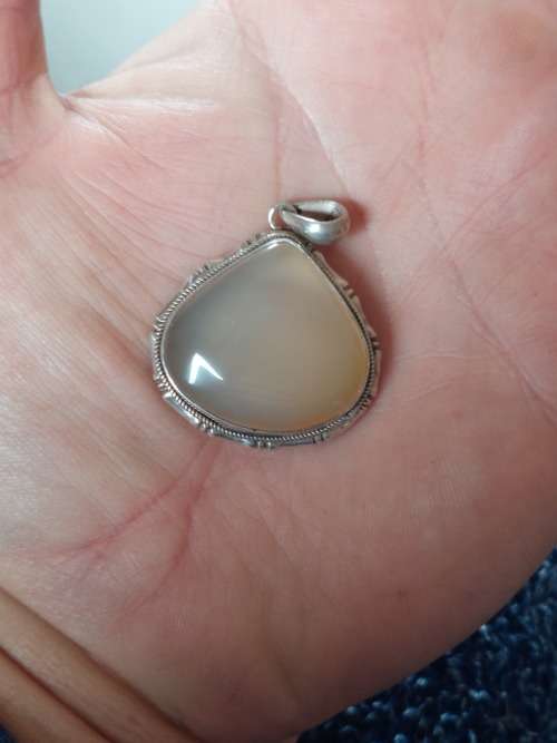 Stunning large sterling silver agate pendant 17,1g wow!!