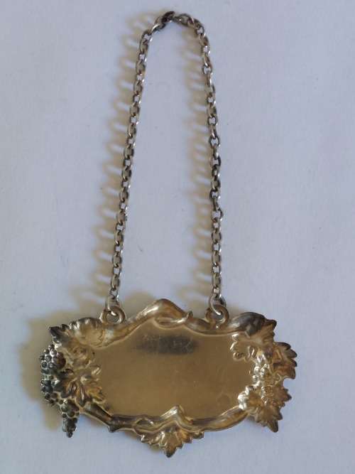 1958 Birmingham silver Sherry decanter label 13,5g Stunning