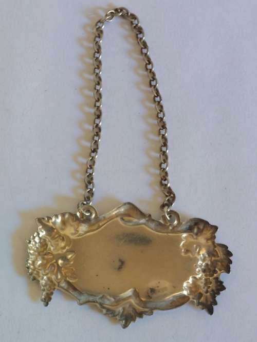 Wow!! 1958 Birmingham silver Whiskey decanter label 13,0g gorgeous