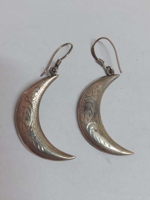 Amazing vintage sterling silver crescent moon earrings 5,2g wow!!