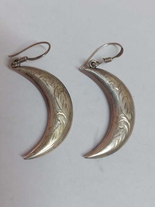 Amazing vintage sterling silver crescent moon earrings 5,2g wow!!