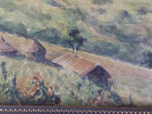 Rare!! Mabel Withers watercolour of huts in a landscape 370 x 260 Value R1500