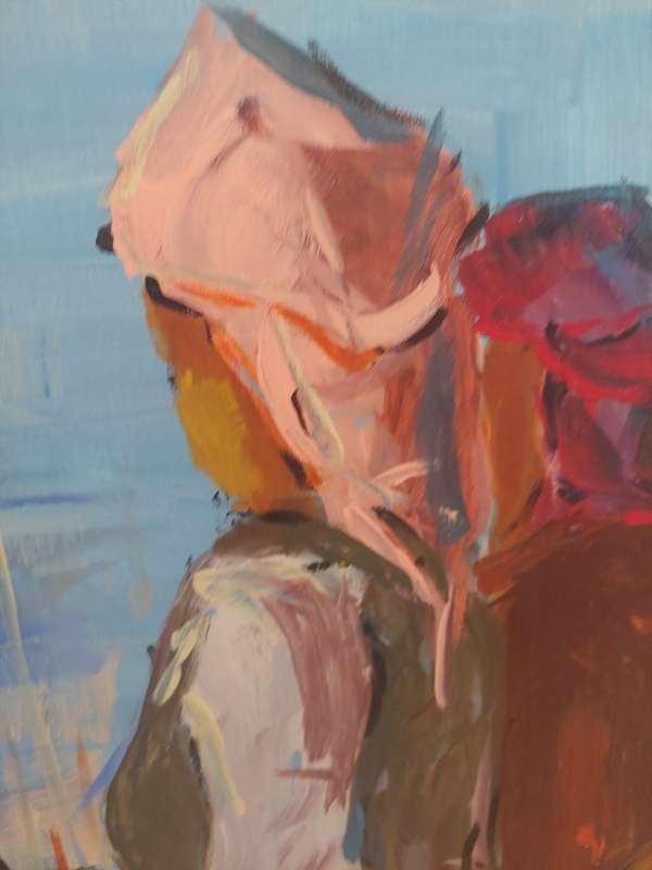 Wow!! Hans Pretorius `fish for sale` acrylic on canvas Value R5500