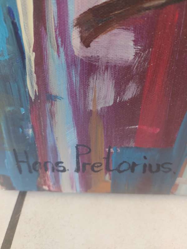 Wow!! Hans Pretorius `fish for sale` acrylic on canvas Value R5500