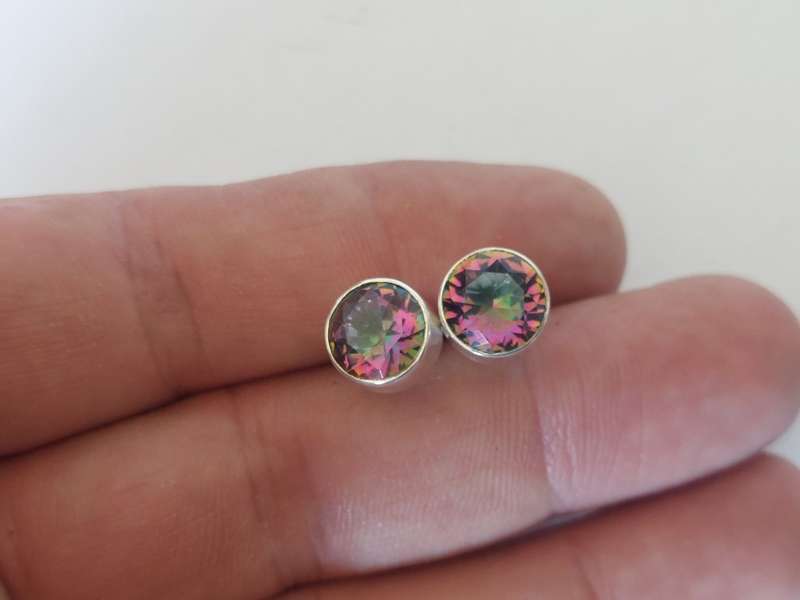 Stunning!! Large Sterling silver Mystic Topaz earrings 3,7g wow!!