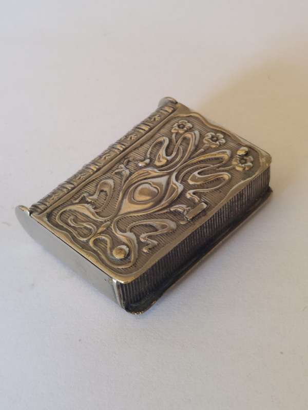 Rare!! Art Nouveau nickel plated double sided vesta case circa 1895 WOW!!