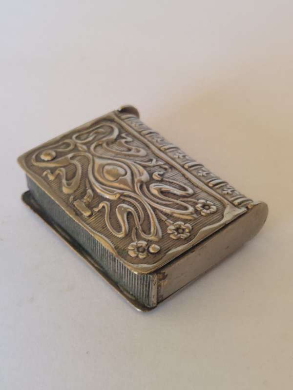 Rare!! Art Nouveau nickel plated double sided vesta case circa 1895 WOW!!