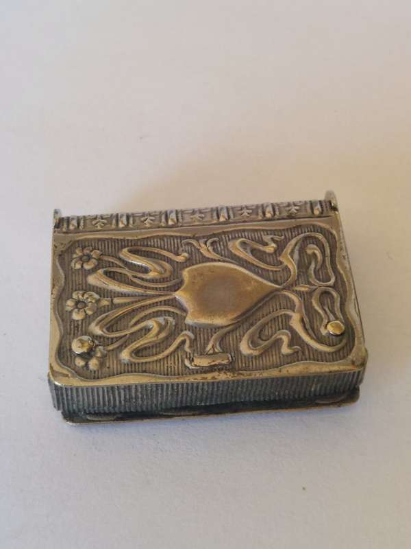 Rare!! Art Nouveau nickel plated double sided vesta case circa 1895 WOW!!