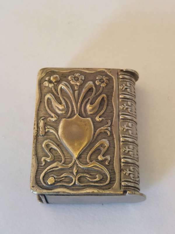 Rare!! Art Nouveau nickel plated double sided vesta case circa 1895 WOW!!