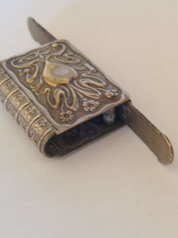 Rare!! Art Nouveau nickel plated double sided vesta case circa 1895 WOW!!