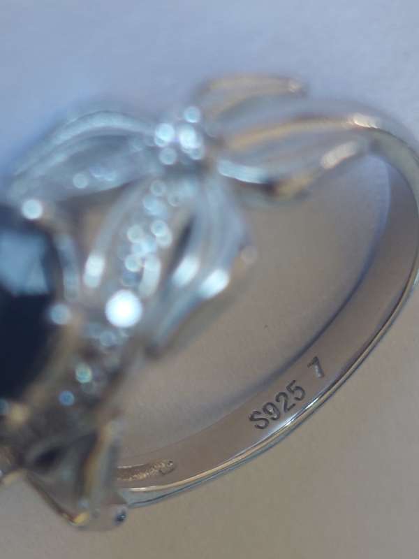 Magnificent!! NEW! 1,50ct black Moissanite & cz sterling silver ring 3,9g WOW!!