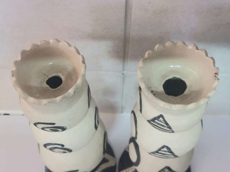 Rare!! Pair of Rorkes drift candle sticks signed E. Dommaan Value R1500