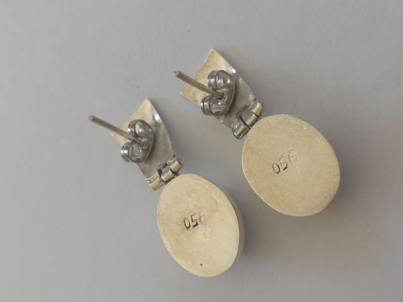 Vintage mexican 950 sterling silver lapis lazuli earrings 5,22g Value R1200  wow!!