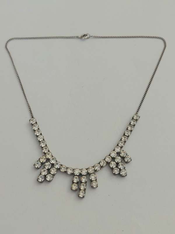 Gorgeous 1950`s sterling silver & paste necklace 13,4g wow!!