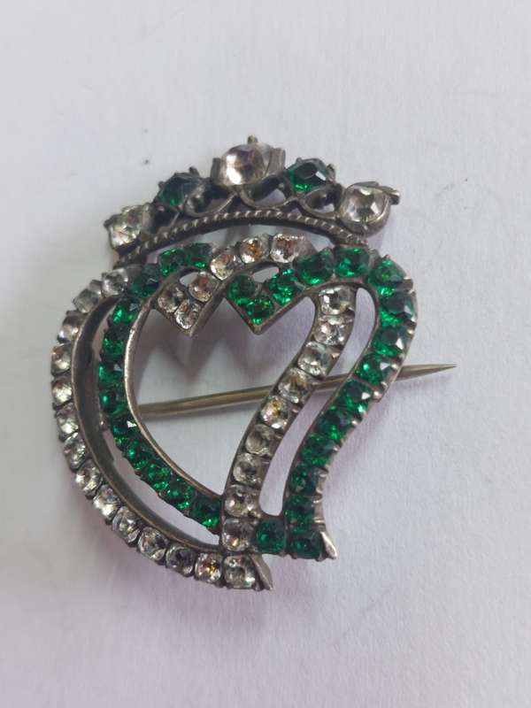 Very Rare!! Early Victorian silver & paste double heart brooch circa 1860`s Value R2500