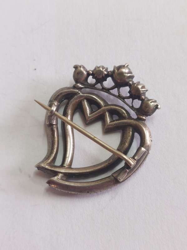 Very Rare!! Early Victorian silver & paste double heart brooch circa 1860`s Value R2500